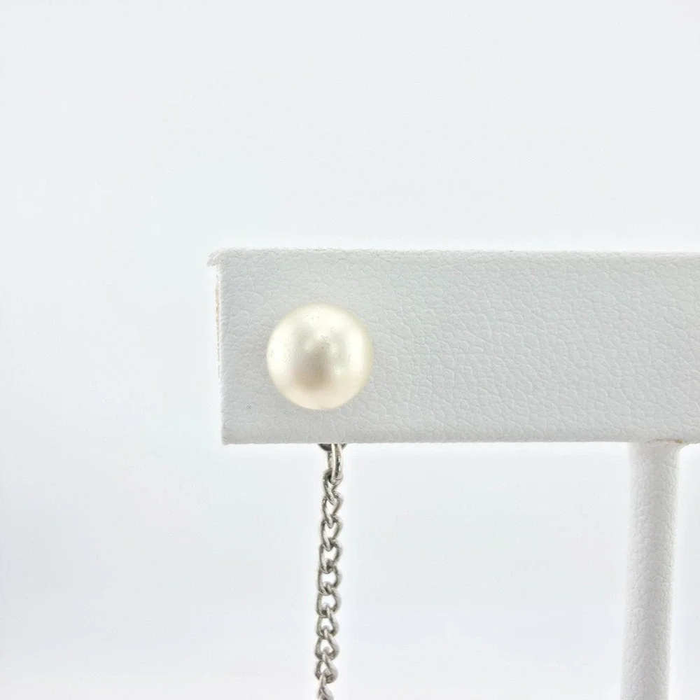 Vintage Faux Pearl Tie Tack Pin Silver & Gold Tone FREE $HIPPING!!